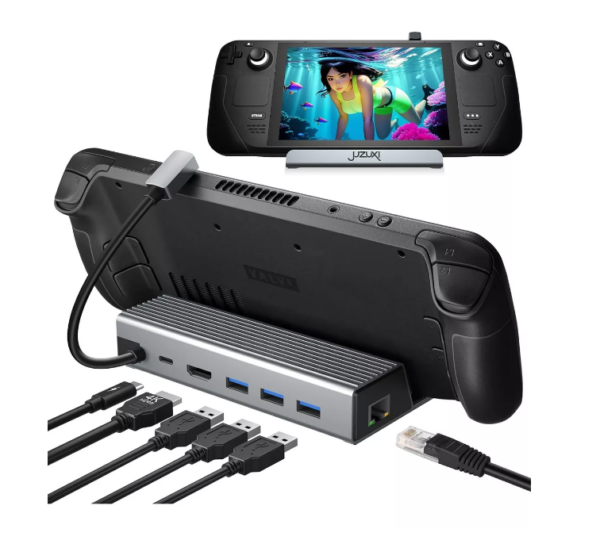 Dock estacion de carga usb 3.0 hdmi 4k 60hz 100W ethernet gigabit para asus rog ally, steam deck, tablet, ipad, nintendo switch y rog ally X