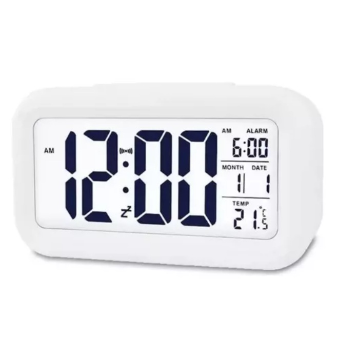 Reloj Digital Led Inalambrico Pared Vision Nocturna Noche color blanco
