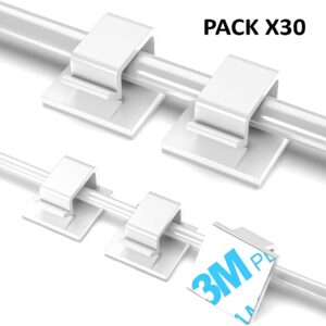 Organizador De Cables Clip Adhesivo Pared Pegamento Pack x30 gancho blanco