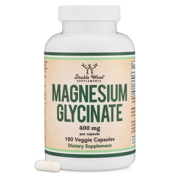 Vitamina Double Wood Magnesio Glicinato Vegano 400 Mg Cápsulas Sueño
