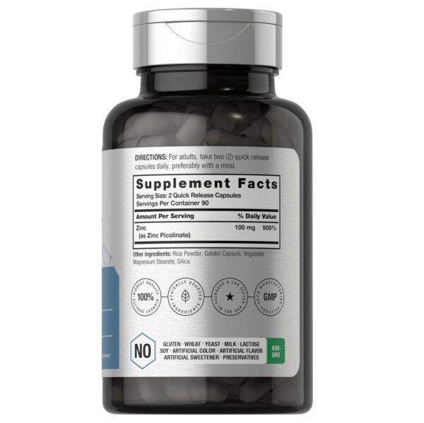 Vitamina Horbaach - Zinc Picolinate 100 Mg X 180 Caps Picolinato - Imagen 3