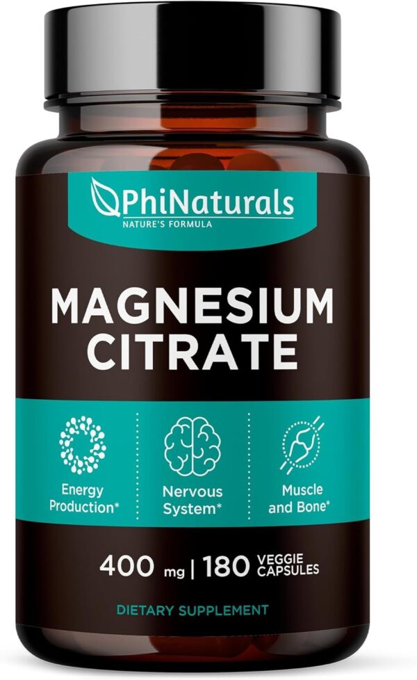 Vitamina Phinaturals Citrato De Magnesio 400mg 180 Capsulas