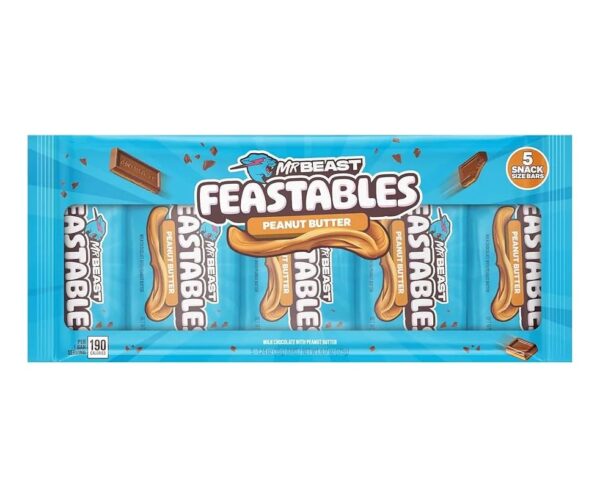 Chocolate Barra Mr Beast Feastables Caja Peanut butter mantequilla mani Pack X5