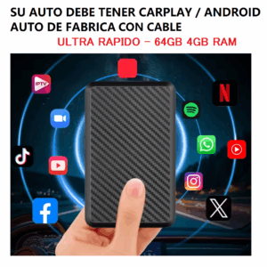 Adaptador convertidor Android Auto / Carplay a Inalambrico con Youtube netflix 64gb 4gb ram