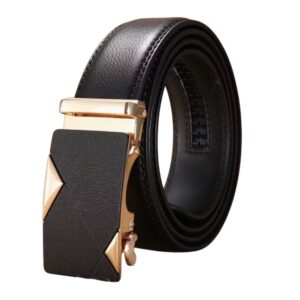 Correa Cinturon Hombre Elegante Cuero Pu Negro Importado dorado