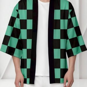 Camisa Estilo Haori Kimono Demon Slayer Kimetsu No Yaiba TANJIRO