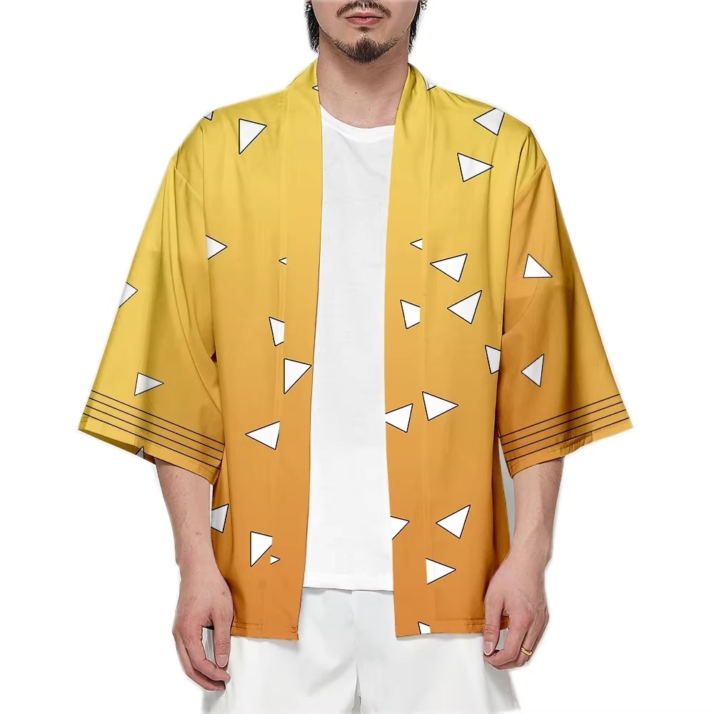 Camisa Estilo Haori Kimono Demon Slayer Kimetsu No Yaiba ZENITSU
