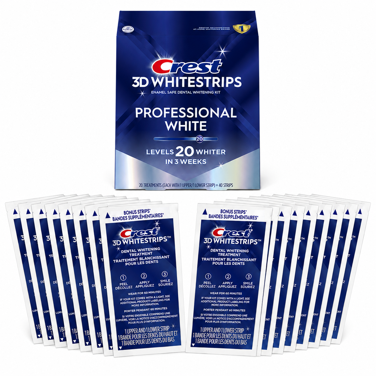 Tiras Blanqueadoras Crest 3d Whitestrips Professional X20