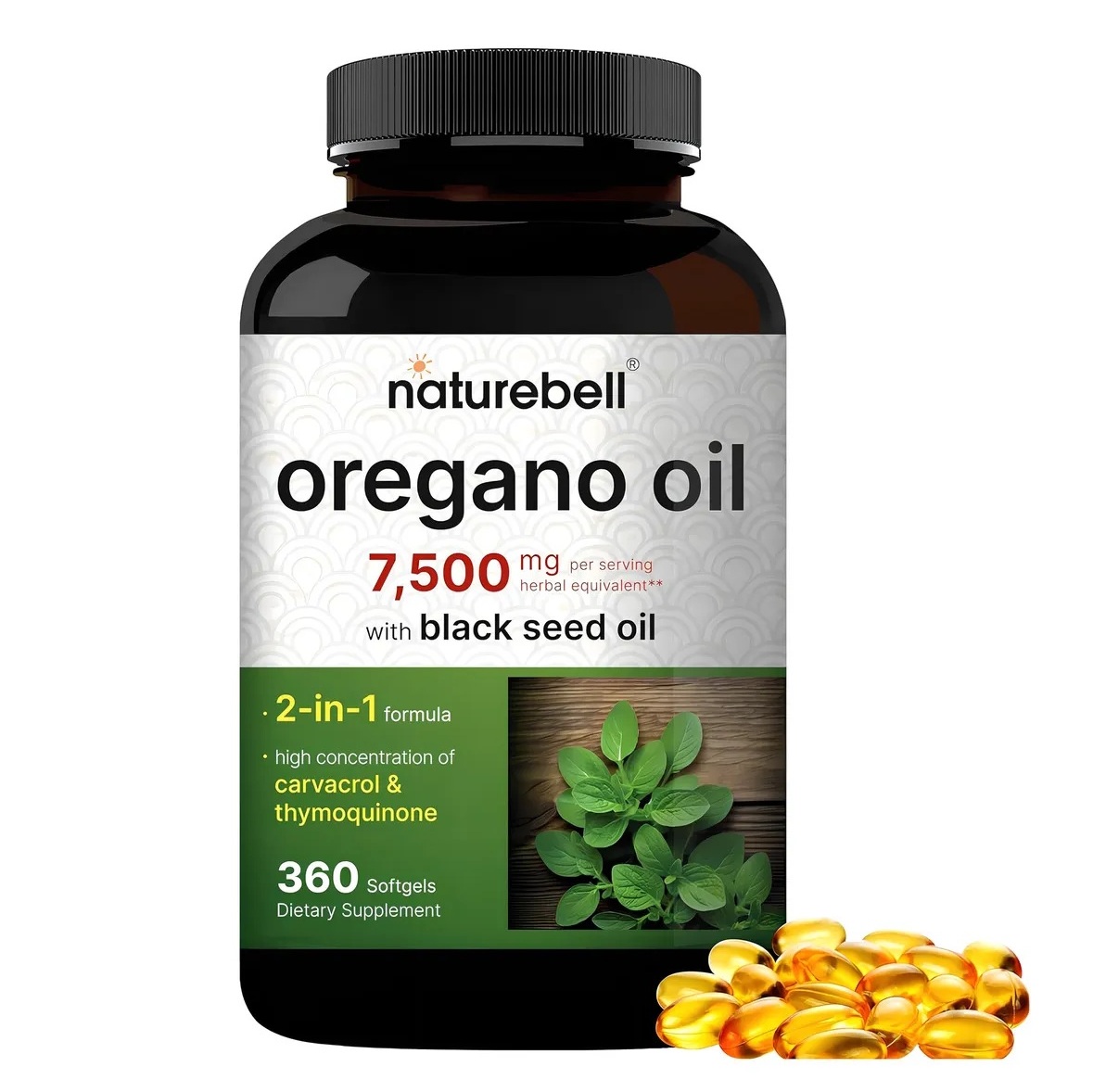 Vitamina Aceite De Orégano Naturebell, 7500 Mg 360 Capsulas