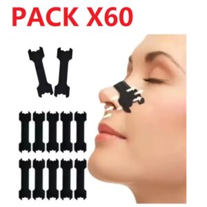 60 Tiras Nasales Anti Ronquido Respira Mejor Set Negro