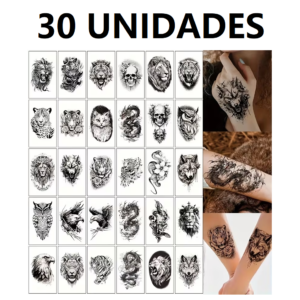 30 Tatuajes Temporales Adhesivos 30 Unidades Alta Calidad brazo pierna pecho espalda