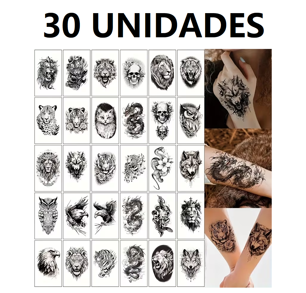 30 Tatuajes Temporales Adhesivos 30 Unidades Alta Calidad brazo pierna pecho espalda