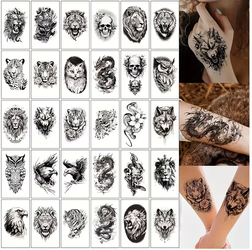 30 Tatuajes Temporales Adhesivos 30 Unidades Alta Calidad brazo pierna pecho espalda - Imagen 2