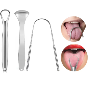 Limpiador Raspador Lengua Acero Inoxidable Higiene 3 Piezas