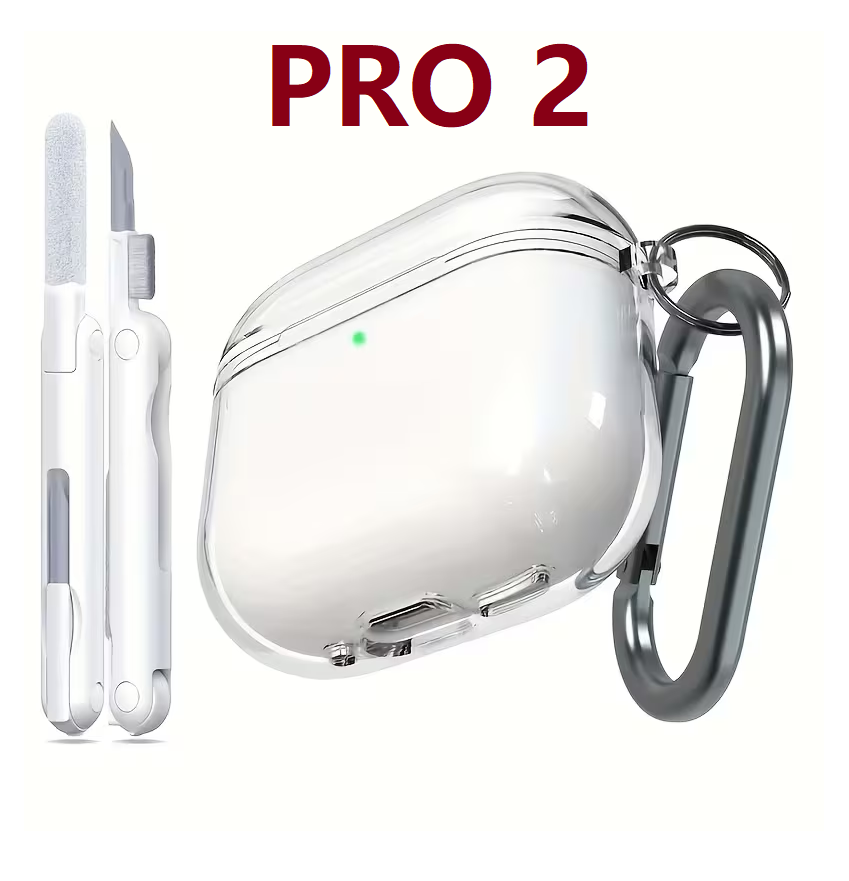 Case Protector Funda Para AirPods Pro 2 y pro 1 + kit de limpieza Compatible Magsafe transparente