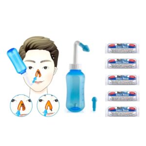 Limpiador Irrigador Lavado Nasal Botella Nariz + 5 Neil Med solucion salina