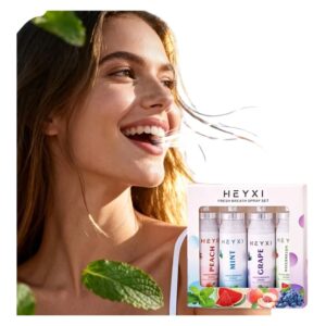4 Spray Bucal Menta, Melocotón, Uva, Sandía Mal Aliento