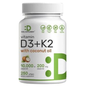 Vitamina DEAL SUPPLEMENT D3 + K2 , 10000 IU, 250 capsulas