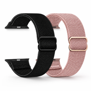 2 Correas Para Apple Watch 42mm 44mm 45mm 46mm 49mm Nylon negro rosa