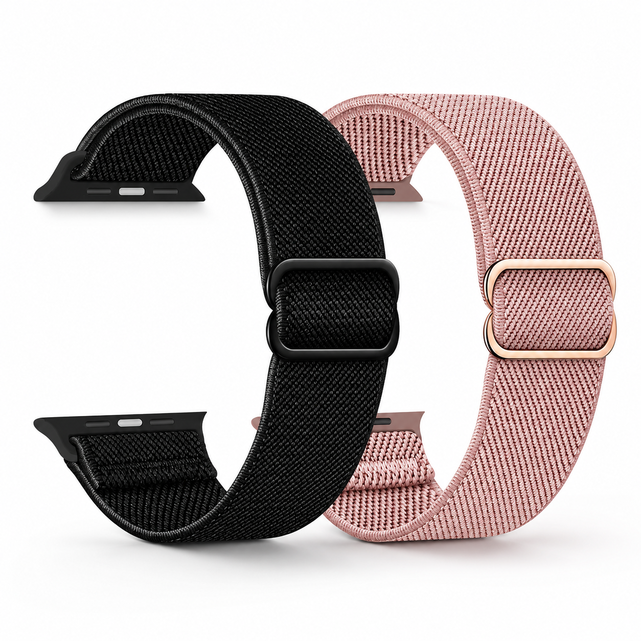 2 Correas Para Apple Watch 42mm 44mm 45mm 46mm 49mm Nylon negro rosa
